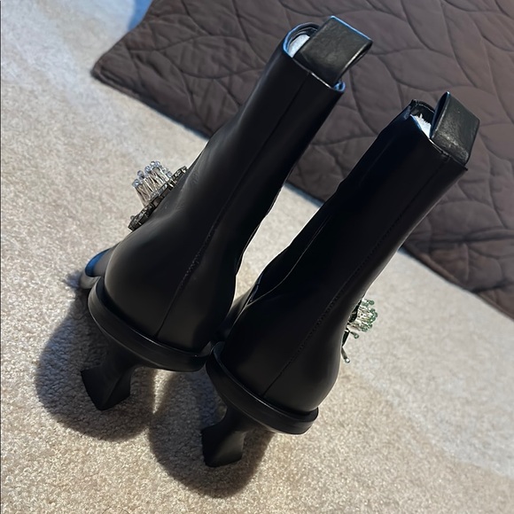 Black Embellished Ankle Boots - Picture 3 of 6